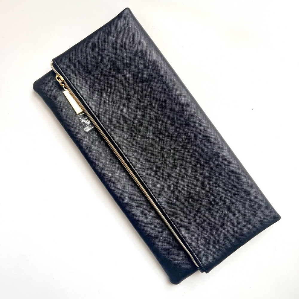 ESTEE LAUDER Black Clutch with Gold Zipper closure.